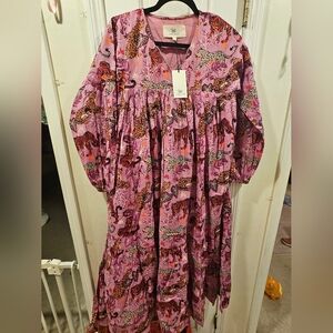 Printfresh Feline Fatale- Day Tripper Dress Lovely Lilac Size Small Nwt